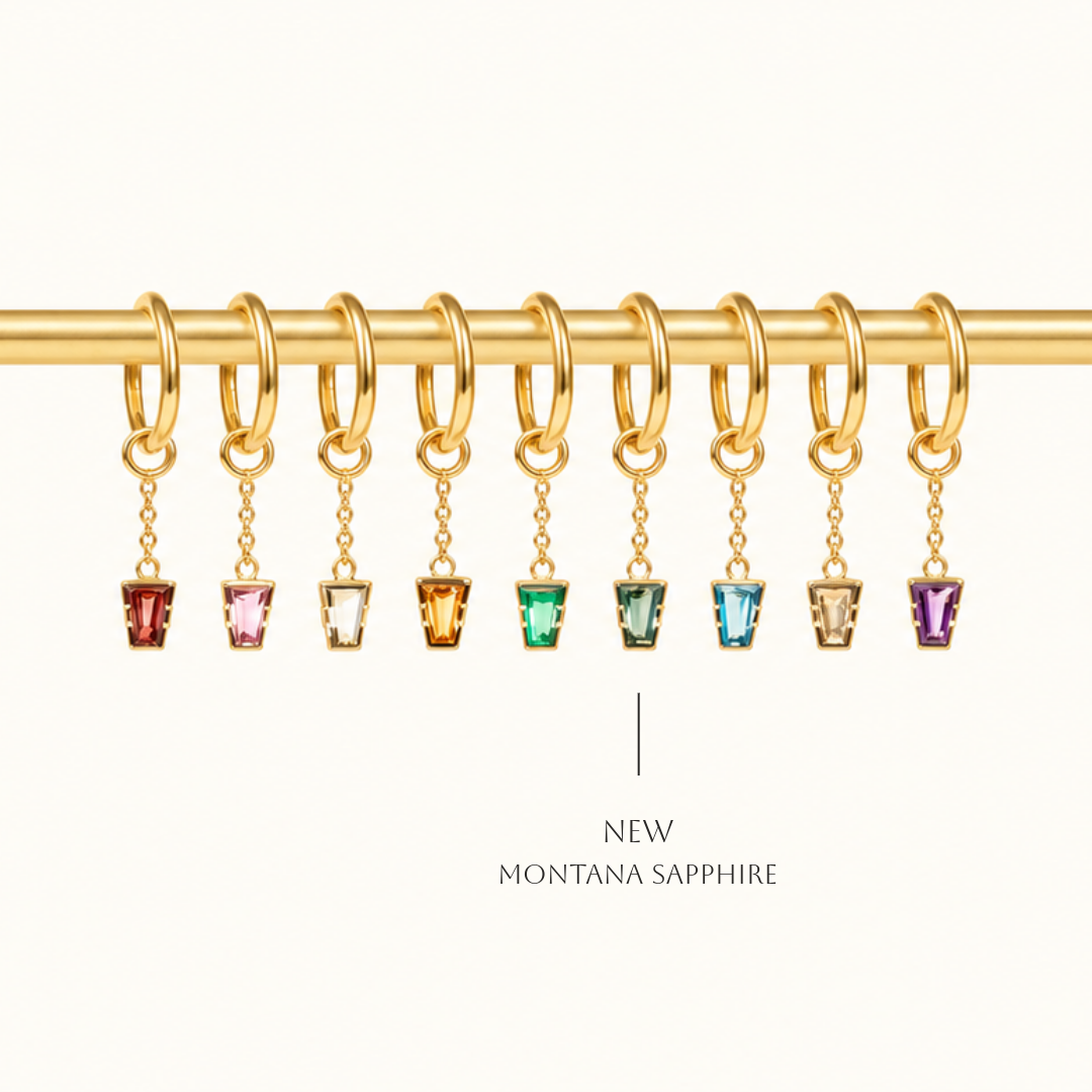 Linda Chain Charm - 14K WHITE - Montana Sapphire